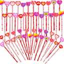 Kolewo4ever 100 Pieces Valentines Cupids Arrow Rose Wood Pencils wit Giant LOVE HEART Eraser Assortment Valentines Stationery Pencil for Valentines Party Favors