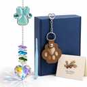 Melede Dog Memorial Gifts for Loss of Dog, 4Pcs Loss of Dog Sympathy Gift Set with Crystal Sun Catcher & Pet Fur Keepsake Keychain, Bereavement Remembrance for Dog Owner Home Decor & Sympathy Gifting