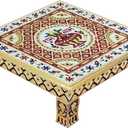 Indian Pooja Item Wooden chowki Pooja for mandir/Wedding/Temple Decorative Item Color-Golden, Pack of 1
