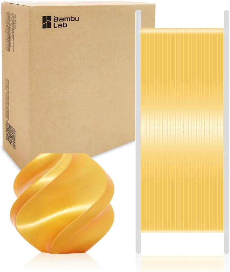 Bamboo Original PLA Silk+ Filament Glossy Silk Texture, Shiny, Stronger Interlayer Bonding for Bambu Lab A1/A1 MINI/X1/X1C/P1P/P1S/AMS. 1.75mm High Speed&Easy Printing with RFID 1KG (Gold 13405)
