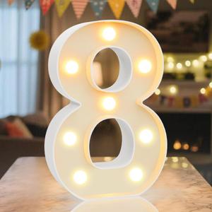 LED Marquee Light Up Numbers Sign - Lighted Birthday Numbers Sign for Birthday Party Decoration, Bar Wall, Home, Table Room, Wedding and Christmas Decorations, Number 8