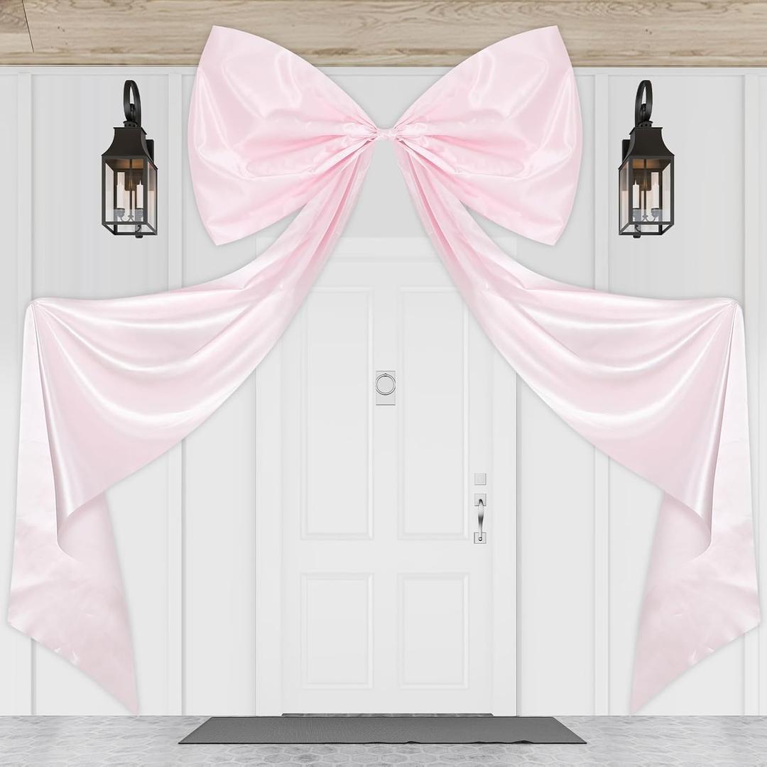 79 x 47 Inches Giant Bow Decoration Extra Large Satin Bow with Long Streamers Coquette Birthday Party Decoration for Fireplace Mirror Wall Tree Arch Wedding Decorations(Pink)