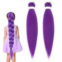 2 Packs Long Purple Pre Stretched Synthetic Braiding Hair Extensions,Ideal for Stage, Party, Halloween Costume and Cosplay,26 Inches