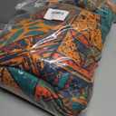 Stretch Couch Covers for 4 Separate Cushion Couch Sofa-Floral Printed Couch Sofa Cover,Washable Sofa Slipcover,Pet Friendly Furniture Protector with Elastic Bottom,Universal Fit for Home(Couch,Cover) (X-Large, Block Pattern+orange)