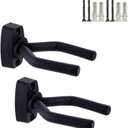 Guitar Wall Mount Hanger 2 Pack, Guitar Hanger Wall Hook Holder Stand Display Black with Screws - Easy to Install - Fits All Size Guitars, Bass, Mandolin, Banjo, Ukulele