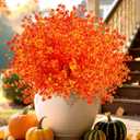 12 Bundles Artificial Fall Flowers for Outdoors, No Fade Faux Autumn Plants, UV Resistant for Thanksgiving Days, Home Dcor (Orange Red)
