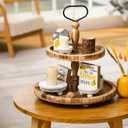 Amyhill 3 Pcs 5/4/3 Inch Wooden Risers for Display Wood Pedestal Stand Mini Tray Stand Round Wooden Pedestal Holder Rustic Buffet Cake Riser for Decor Tiered Tray Decor Home Kitchen(Washed White)