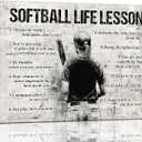 Softball Sports Wall Art Softball Life Lessons Wall Decor Softball Sign Retro Poster Boy Girls Men Room Motivational Decorations Canvas Print Painting Artwork for Bedroom Bathroom Living Room 24"x20"