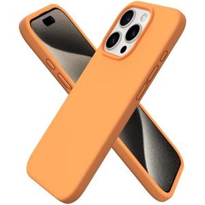 ORNARTO Compatible with iPhone 15 Pro Case 6.1", Liquid Silicone 3 Layers Full Covered Soft Gel Rubber Cover, Shockproof Protective Slim Phone Case with Anti-Scratch Microfiber Lining-Orange
