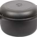 Commercial Chef 2-in-1 5-Qt. Dutch Oven with 10.25-Inch Skillet Lid, Pre-Seasoned Cast Iron, Works on All Cooktops Including Induction, Outdoor Cookware for Campfires or Grills, CHFL508