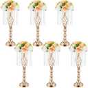Amylove 6 Pcs Wedding Centerpieces Tall Vases - 21.7 Inch Gold Crystal Geometric Flower Stand, Elegant Table Decor for Wedding Reception, Party, Banquet, Hotel Decorations (21.7 Inch,Crystal)
