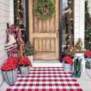 Red and White Plaid Rug Christmas Outdoor Front Door Mat Cotton Hand-Woven Washable Rug for Layered Door Mats Carpet for Farmhouse, Porch, Entryway, Living Room(Red and White, 27.5"43.3")