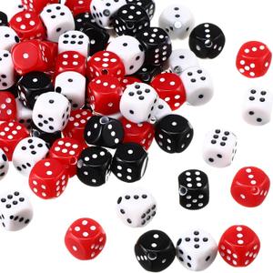 Ferreve 90 Piece Acrylic Dice Beads 10mm Dice Beads Bulk, Casino Games Birthday Party Supplies, Jewelry Making, Bracelet Necklaces Lanyard DIY Handicrafts(Red, Black, White)