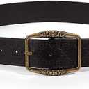 EMMIOL Cool Y2K Belt Women Black bb Belt Silver Buckle Oval D Ring Star Belts Trendy Streetwear Punk for Jeans (Fits 28" -34 " Waist)