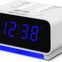 Emerson CKS1500 SmartSet Dual Alarm Clock Radio with AM/FM, 0.9 Blue LED Display, 4-Level Dimmer, Blue Accent Light, Sleep Timer & Auto Time Setting White