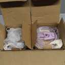 Pandaloo Glass Cups With Lids and Straws -20 Fl Oz- Perfect Size Iced Coffee Cup - Smoothie Cup With Bamboo Lid and On the go Lid - Glass Tumbler (2 Count (Pack of 1), Lilac-Creamy Mushroom)