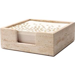 Luncheon Napkin Holder,Travertine Stone Napkin Holders Fit for 6.5x6.5 Luncheon-Sized Napkins,Stone Napkin Holder for Table Kitchen Counter Dining Room Party Bar Decor,Beige