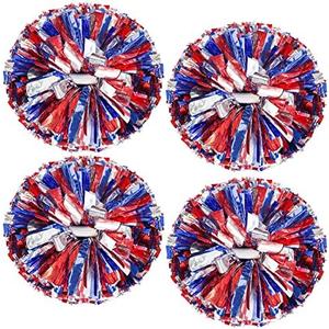 4Pcs Upgraded 12inch Metallic Cheerleading Pom Poms, HOLENGS Cheerleader Pompoms Cheer Poms for Kids Adults, Cheering Squad Pompoms for School Sports Games Dance Party