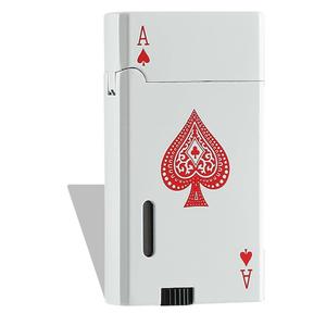 CFTGET Ace Classic Butane Torch Lighter, Refillable Card Lighter with Double Jet Flame and Visible Window, Ideal Gift for Men and Women, Without Butane(White)