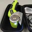 Cordless Electric Scissors: 4V Rechargeable Rotary Cardboard Cutter, 3000mAh Battery, with LED Light & Safety Lock, 2 Blades, Electric Box Cutter for Fabric Carpet Carton Plastic Leather Cloth (Green)