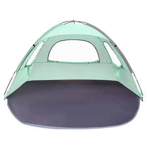 WhiteFang Beach Tent Anti-UV Portable Sun Shade Shelter for 3/4/6/8 Person, Extendable Floor with 3 Ventilating Mesh Windows Plus Carrying Bag, Stakes and Guy Lines 83x55x46 (Mint Green)