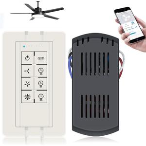Smart WiFi Ceiling Fan Remote Control Kit, Universal 3 Speed Ceiling Fan Control with Dimmer, Compatible with Alexa, Google Assistant and Smart Life App, Remote Control Timing
