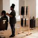 286 Pegs Wood Braiding Hair Rack for Braiders Standing with Wheels & Braid Accessories,2-Sided Hair Separator for Braiding, Extension Holder Hanger for Braiders,Hairstylists