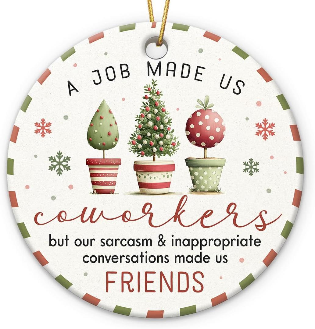 Coworker Christmas Ornament 2025 - Appreciation Gifts for Coworker Employee Boss Colleauge, Xmas Gifts for Coworkers, from Coworkers to Friends, Ceramic Ornaments for Christmas Tree