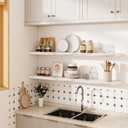 Vivelove Elm Wood Floating Shelf with Invisible Bracket 55Weathered White