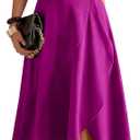 ANRABESS Formal Dresses for Women Evening Party Cocktail Long Dress Split Elegant V Neck Wrap Ruffle Wedding Guest Dresses (Pink, XL)