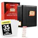 UTOPISH ShowBill Binder with Sleeves – Large 4” Theater Program Holder with 35 Sheet Protectors and Numbering Stickers Included  Broadway Gift with FullColor Logo and Numbering Panel