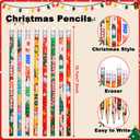 Christmas Pencils Xmas Wood Pencil with Eraser Snowman Pencils Santa Elk Assorted Christmas Stationery Pencil, 8 Styles(72)