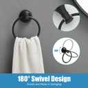 RUMOSE Toilet Paper Holder and Hand Towel Ring Matte Black Wall Mount Bathroom Hardware Accessories 2 PCS Set Flexible Pivoting Toilet Tissue Roll Holder and Towel Hanger, Stainless Steel