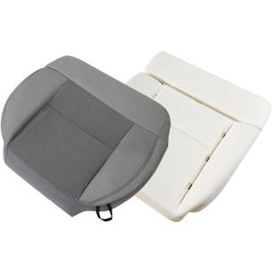 NLQR 2-Piece Front Driver Side Bottom Replacement Cloth Seat Cover & Foam Cushion Pad - Flint Gray #PE/#NE | Compatible with Ford F-150 XLT STX FX4 2004-2008 | All Cab Types