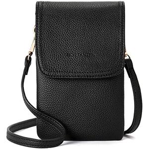 BOSTANTEN Vegan Leather Small Crossbody Bags for Women Designer Cell Phone Bag Wallet Purses Adjustable Strap Classic Black