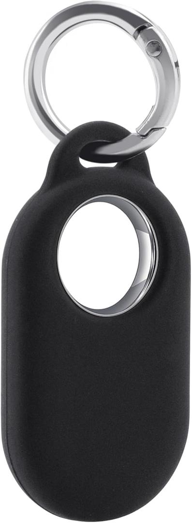BlingKingdom Samsung Galaxy Smart Tag 2 Case SmartTag2 Cover Silicone SmartTag2 Holder with Keychain for Pet Collar Key Bag Luggage (Black)