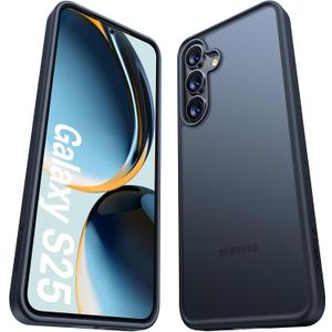 TORRAS Guardian Shockproof for Samsung Galaxy S25 Case, [12FT Military Grade Drop] Thin & Soft Touch for Samsung S25 Case, Translucent Matte Protective Slim Case for Samsung S25, Black