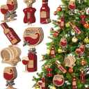 24 Pcs Christmas Ornaments for Tree Wooden Retro Red Bottle Hanging Decorations for Home Xmas Tree Party Favor Window Vase