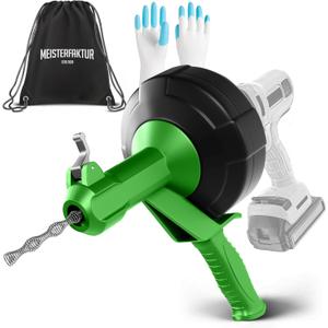 drain snake [25 FT] - Auto Feed - Ideal plumbing snake for sink and drain unblocking - Solid drain auger for real DYIs! (25 FT - 1/4 inch)