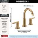 Delta Nicoli Brushed Gold Faucet 3 Hole, 8 Inch Widespread Bathroom Sink Faucet for Vanity, Push-Pop Drain Assembly, Champagne Bronze 35749LF-CZ