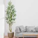 Olive Tree 6ft, Artificial Olive Tree with White Pot, Fake Tree with 1296 Dense Leaves & 72 High-Simulated Olive Fruits - Easy Assembly, Low Maintenance (Olive Tree 6ft)