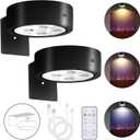 Rechargeable Battery Picture Light, Led Painting Light with Remote Dimmable & Timer, 3 Lighting Modes Magnetic Art Display Light for Paintings, Wireless Wall Decorative Lighting, Black, Pack of 2