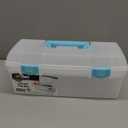 ArtBin 6937AG Essentials Lift-Out Tray Box, Portable Art & Craft Organizer with Handle and Tray, Clear/Aqua (Aqua Mist Latches)