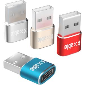 USB C Female to USB Male Adapter 4 Pack (Multi Colors), Type-A to USB C Charger Converter, Compatible with iPhone 15 Pro Max, iPad, Apple Watch, Airpods, Galaxy S23, Google Pixel 5 4 XL