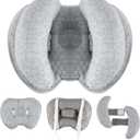 KAKIBLIN 2 in 1 Baby Head Pillow with Banana Neck Pillow for 3 Months to 1 Years Baby Travel Pillow for Stroller or Bed (Light Grey)