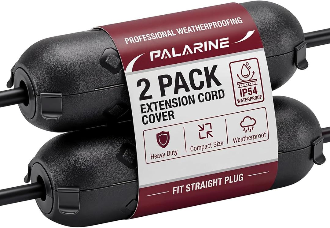 2 Pack Outdoor Extension Cord Safety Cover with Waterproof Seal - Compact Outdoor Plug Cover, IP54 Water-Resistant Protection for Plug, Perfect for Holiday Lights, Camping, and Garden Tools