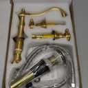 GGStudy 360° Swivel Spout 2 Handles 3 Holes 8 inch Widespread Bathroom Sink Faucet Brushed Gold Matching with Pop Up Drain