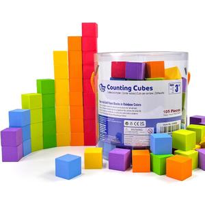 Pairez Toys Foam Counting Blocks, 105 Pieces 1 Inch Soft Rainbow Math Counters Cubes, Math Manipulatives Preschool, Classroom Learning Supplies, Stacking Blocks for Kids Ages 3+