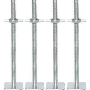 Adjusted Scaffolding Leveling Jack 24 Inch, Galvanized Solid Stem Screw Jack with Base Plate for Stable Support - 4 Pack for Construction, Staging & Heavy Equipment
