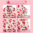 Men's Valentines Day Button Down Shirt, Heart Print Hawaiian Shirts Short Sleeve Causal Top Tropical Summer Beach (M)